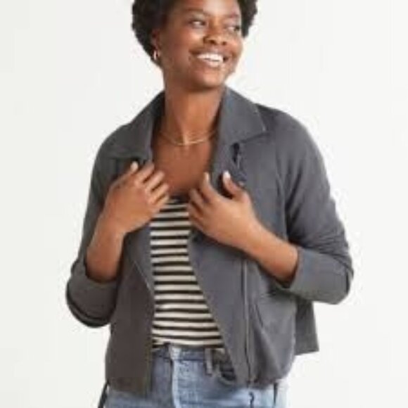 Anthropologie Jackets & Blazers - Anthropologie Marrakech Lange Jacket Grey Moto Jacket Cropped Zip Up sz Medium